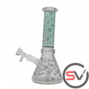 AQUA DIAMOND GLASS MINI BEAKER 8inch (GLOW IN DARK)